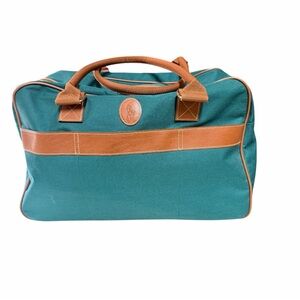 Vintage Polo Ralph Lauren Green Canvas Leather Duffel Bag Travel Weekender